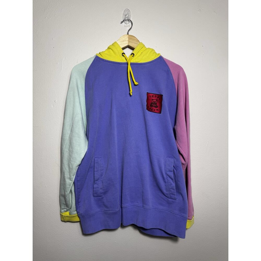 Teddy Fresh Pastel Color block Hoodie Size L Cotton Purple Yellow Pink